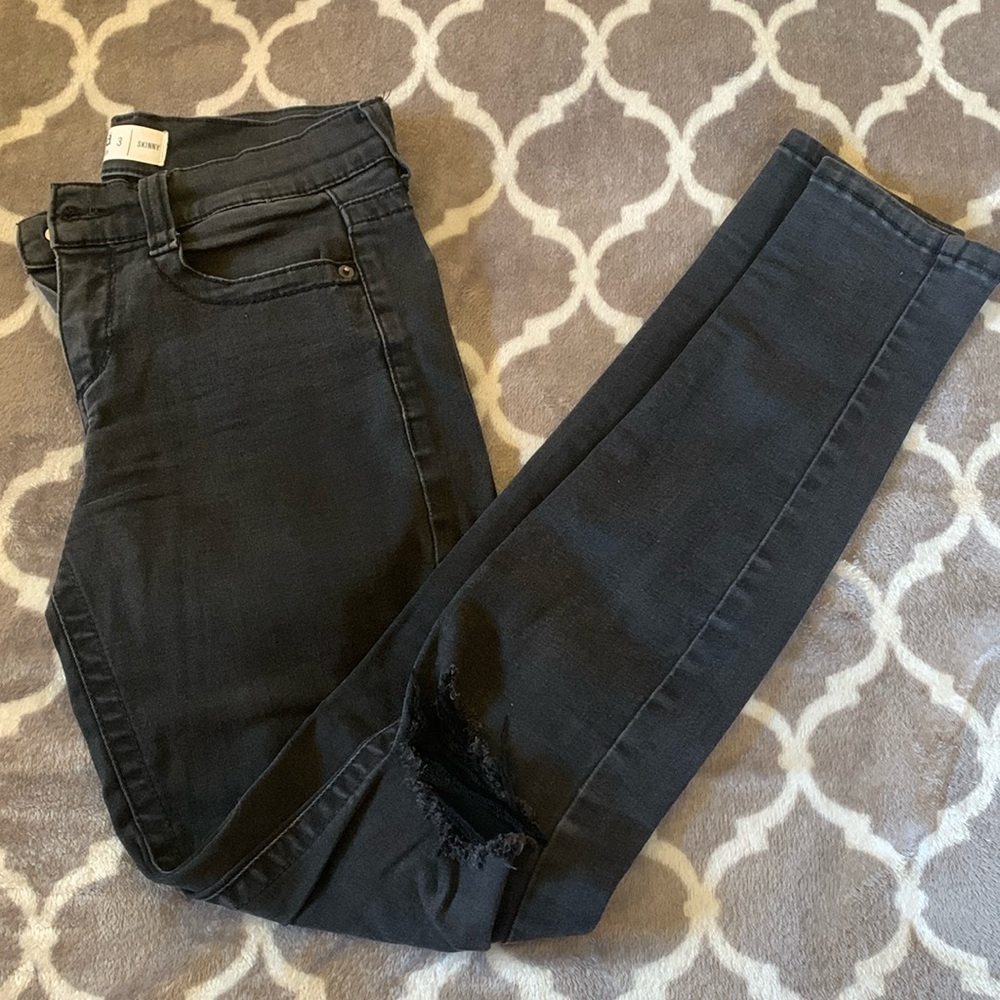 Black hand distressed knee (by me) jeans